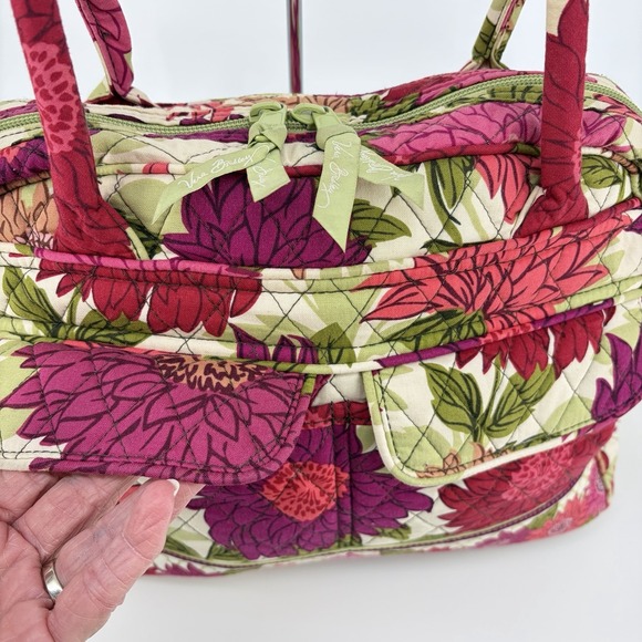 Vera Bradley Bowler Tote Travel Shoulder Bag Hello Dahlia Colorful Bohemian - Picture 3 of 8
